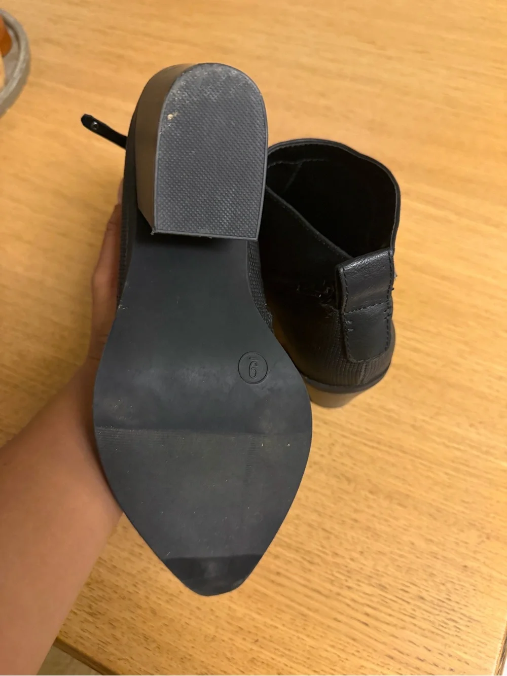Black Faux Leather Block Heel Ankle Boots